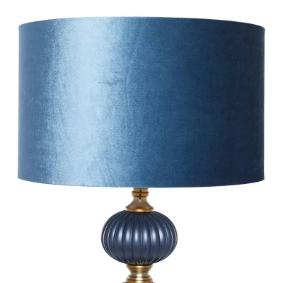 Fabric Floor Lamp With Drum Shade Blue - Olivia & May - Image 2