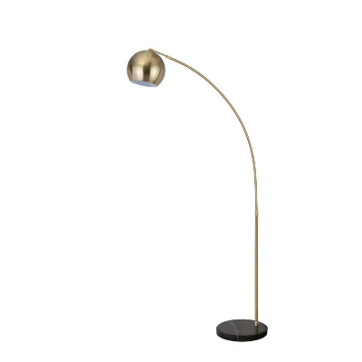 FC Design Modern Standing Adjustable Floor Lamp With Metal Dome Shade And Black Marble Base In Brass Gold Finish - Brass Gold - Image 4