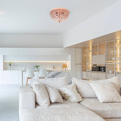 2-Light Crystal Glam Ceiling Flush Mount Pendant Rose Gold - Lalia Home - Image 2