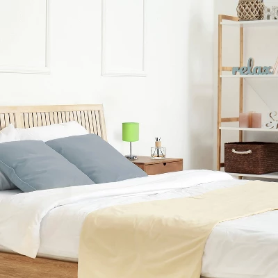 11.81" Traditional Petite Metal Stick Bedside Table Desk Lamp In Chrome With Fabric Shade Green - Creekwood Home - Image 5