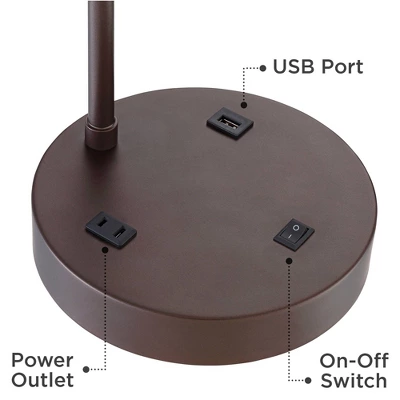 360 Lighting Colby Bronze Finish Desk Lamps Set Of 2 With Outlets And USB Ports - Image 4