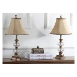 (Set Of 2) 22.5" Scarlett Glass Globe Table Lamp Antique Gold/Clear (Includes CFL Light Bulb) - Safavieh