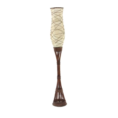 Traditional Bamboo Floor Lamp Brown - Olivia & May - Image 3