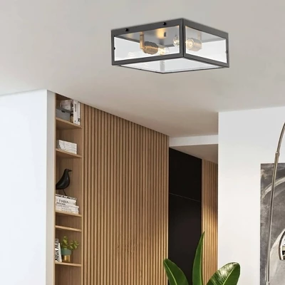 12" LED 2-Light Iron/Glass Pendant Oil Rubbed Bronze/Brass - JONATHAN Y - Image 3