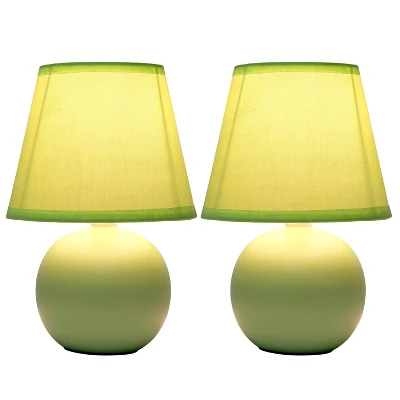 8.66" 2pk Petite Ceramic Orb Base Bedside Table Lamps With Matching Tapered Drum Shade Green - Creekwood Home - Image 5