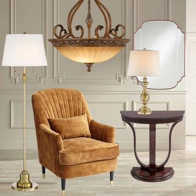 Kathy Ireland Sterling Estate Golden Bronze Pendant Chandelier 26 1/2" Wide Rustic Champagne Bowl Shade 3-Light Fixture For Dining Room Kitchen Island - Image 7