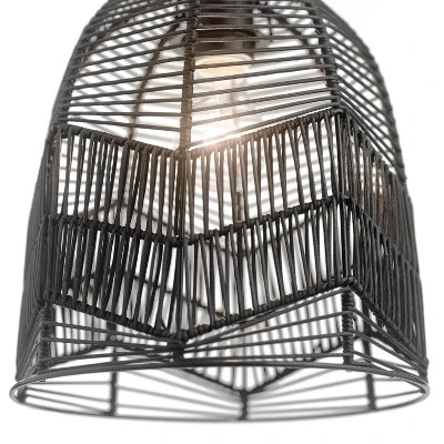 10" 1-Light Zola Pendant Rattan Black - River Of Goods - Image 9