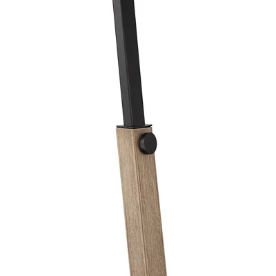 Franklin Iron Works Bramble Modern Industrial 71" Tall Arc Floor Lamp Matte Black Faux Wood Up Down Metal Cage Off-White Shade Living Room - Image 4