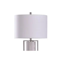 Abyaz Open Square Framed Marble Table Lamp With Drum Shade White - StyleCraft