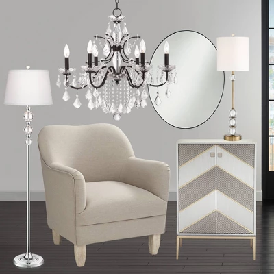 Vienna Full Spectrum DeMallo Dark Bronze Chandelier 26" Wide French Scroll Arm Clear Crystal 6-Light Fixture For Dining Room Home Foyer Kitchen Island - Image 6