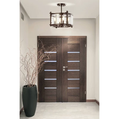 15" Iron And Glass Hampdon Modern Drum LED Flush Mount Black - Jonathan Y - Image 4