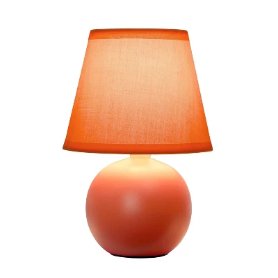 8.66" Petite Ceramic Orb Base Bedside Table Desk Lamp With Matching Tapered Drum Fabric Shade Orange - Creekwood Home - Image 7