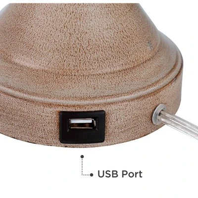 Regency Hill Avery Traditional Table Lamps 25" High Set Of 2 Faux Wood With USB Charging Port LED Touch On Off Ivory Shades For Living Room Home Desk - Image 2