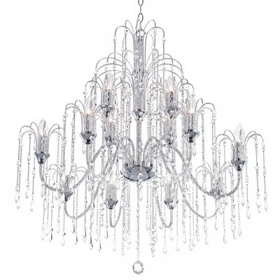 Vienna Full Spectrum Crystal Rain Chrome Chandelier 33" Wide Modern 12-Light Fixture For Dining Room House Foyer Kitchen Island Entryway Bedroom Home - Image 3