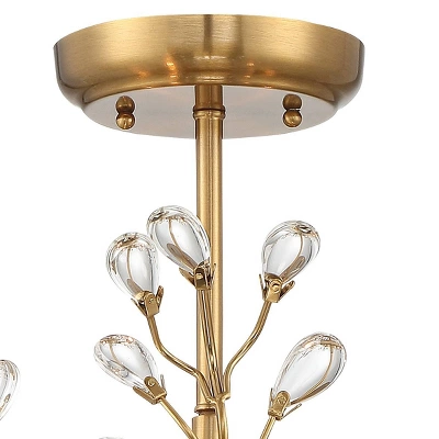 Vienna Full Spectrum Brielle Modern Ceiling Light Semi Flush Mount Fixture 18 1/2" Wide Brass Vine Leaf 4-Light Clear Crystal Glass For Bedroom House - Image 3