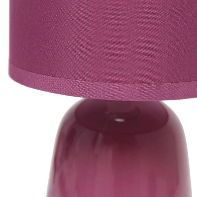 10.04" Traditional Ceramic Thimble Base Bedside Table Desk Lamp With Matching Fabric Shade Mauve - Simple Designs - Image 7