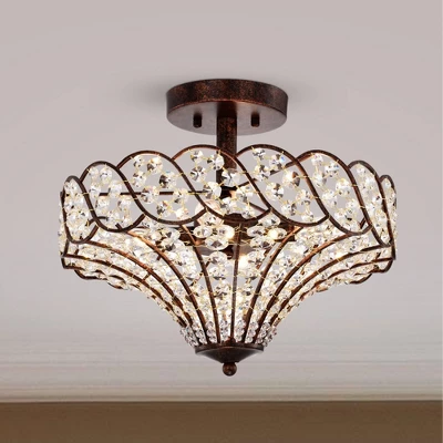 16" X 16" X 13" Maica 4 Light Abstract Crystal And Metal Semi Flush Mount Brown - Warehouse Of Tiffany - Image 2