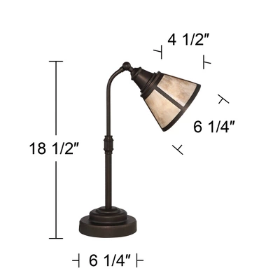 Regency Hill Rustic Farmhouse Desk Lamp 18 1/2" High With USB Dimmer Satin Bronze Metal Blond Mica Shade For Bedroom Living Room House Bedside Home - Image 8