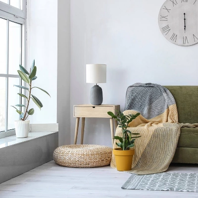 20.4" Traditional Ceramic Purled Texture Bedside Table Desk Lamp With White Fabric Drum Shade Gray - Simple Designs - Image 6