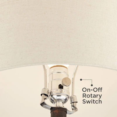 Franklin Iron Works Murphy Rustic Industrial Accent Table Lamp Miner Lantern 23" High Red Bronze Oatmeal Fabric Shade For Bedroom Living Room Office - Image 4