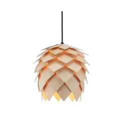 11.75" Simon Pinecone Wood Pendant (Includes Energy Efficient Light Bulb) Brown - JONATHAN Y