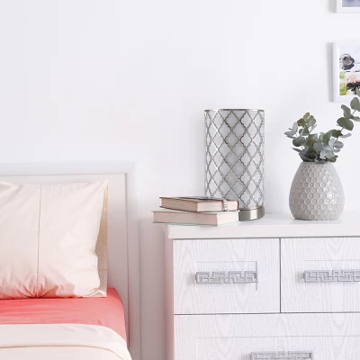 Tree Bark Pattern Uplight Table Lamp Medium Silver (Includes LED Light Bulb) - Lavish Home - Image 4