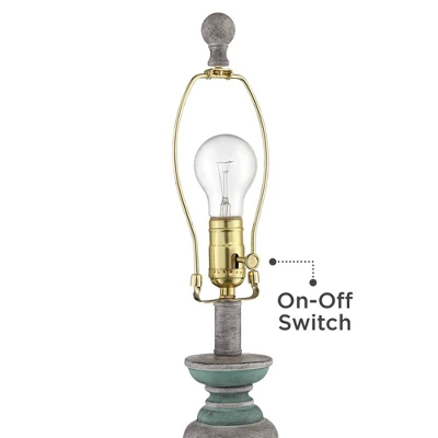 Regency Hill Patsy Country Cottage Table Lamps 26 1/2" High Set Of 2 Blue Gray Washed Fabric Drum Shade For Bedroom Living Room Bedside Nightstand - Image 3