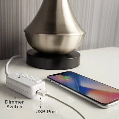 Regency Hill Rustic Farmhouse Desk Lamp 18 1/2" High With USB Dimmer Satin Bronze Metal Blond Mica Shade For Bedroom Living Room House Bedside Home - Image 5