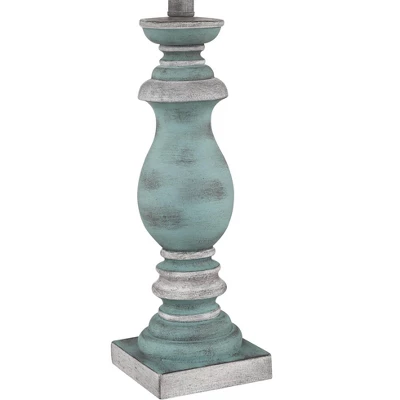 Regency Hill Patsy Country Cottage Table Lamps 26 1/2" High Set Of 2 Blue Gray Washed Fabric Drum Shade For Bedroom Living Room Bedside Nightstand - Image 4