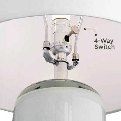 Possini Euro Design Modern Table Lamp With USB Charging Port And Nightlight LED 25" High Blue Art Glass White Shade For Bedroom Desk (Color May Vary) - Image 4