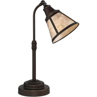 Regency Hill Rustic Farmhouse Desk Lamp 18 1/2" High With USB Dimmer Satin Bronze Metal Blond Mica Shade For Bedroom Living Room House Bedside Home - Image 7