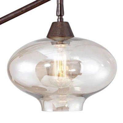 Franklin Iron Works Calyx Modern Industrial Desk Lamp 29" Tall Bronze Brown Cognac Glass Dome Shade For Bedroom Living Room Bedside Nightstand Office - Image 2