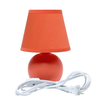 8.66" Petite Ceramic Orb Base Bedside Table Desk Lamp With Matching Tapered Drum Fabric Shade Orange - Creekwood Home - Image 2