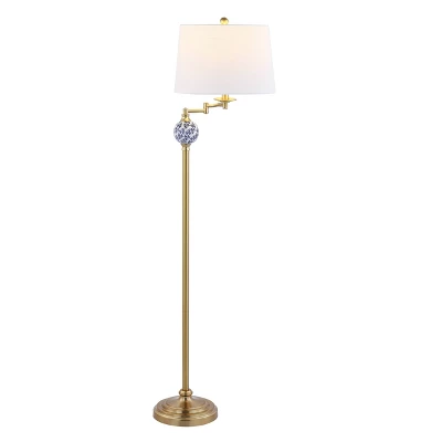 61.5" Aveiro Classic Midcentury Iron LED Floor Lamp Brass Gold LED Light Bulb (Includes LED Light Bulb) - JONATHAN Y - Image 5