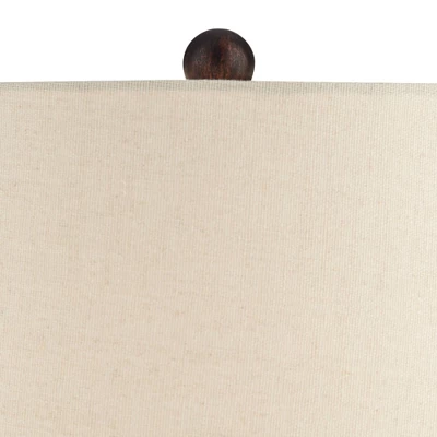 Franklin Iron Works Murphy Rustic Industrial Accent Table Lamp Miner Lantern 23" High Red Bronze Oatmeal Fabric Shade For Bedroom Living Room Office - Image 2