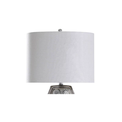 Selsey Crystal Circular Design Ceramic Table Lamp With Drum Shade Chrome - StyleCraft
