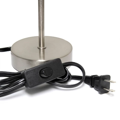 10.5" Petite Metal Stick Bedside Table Desk Lamp In Sand Nickel With Fabric Shade Orange - Creekwood Home - Image 3