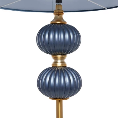 Fabric Floor Lamp With Drum Shade Blue - Olivia & May - Image 4