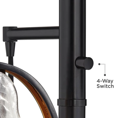 Uttermost Modern Industrial Floor Lamp 73 1/2" Tall Matte Black 3-Light Marbleized Glass Drop Shade For Living Room Reading Family Bedroom Office Home - Image 3