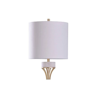 Abyaz Concave Metal Table Lamp With Marble Accent Drum Shade Gold - StyleCraft