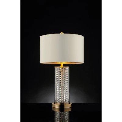 28.75" Traditional Metal Table Lamp With Crystal Accents Gold - Ore International