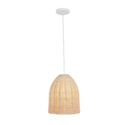 Elongated Coastal Dome Rattan Downlight Pendant Natural - Elegant Designs