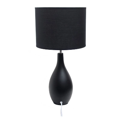 18.11" Traditional Standard Ceramic Dewdrop Table Desk Lamp With Matching Fabric Shade Black - Creekwood Home - Image 3